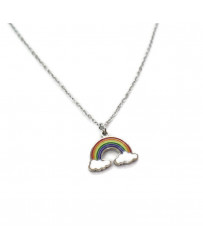 Collana da donna in acciaio stainless steel con ciondolo arcobaleno