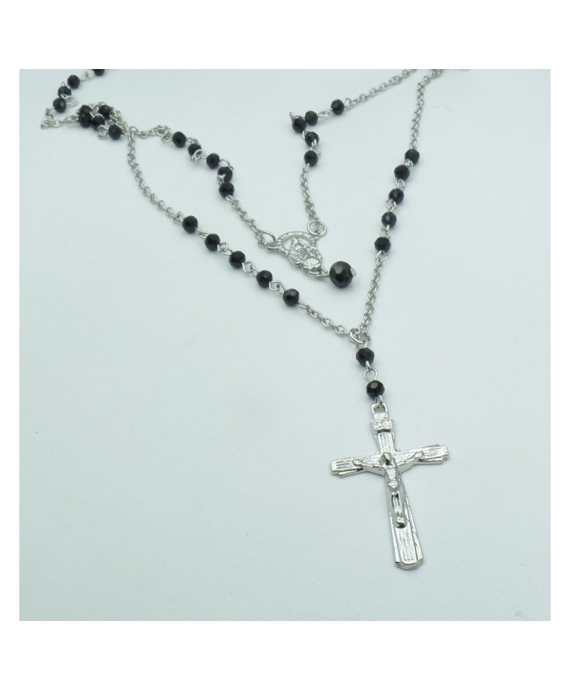 Collana Rosario In Acciaio Inox Argentato Con Croce - 29+5 Perline, 8mm, Regalo Religioso Elegante!