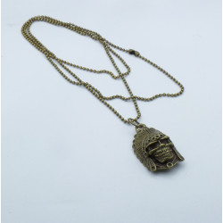 Collana modello pallinato bronzo anticato con ciondolo a forma di Testa di Capo Indiano