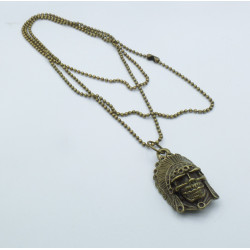 Collana modello pallinato bronzo anticato con ciondolo a forma di Testa di Capo Indiano