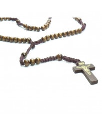 Collana Rosario con perline e crocifisso in legno