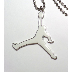 Collana modello pallinato argento con ciondolo a forma Michael Jordan Bianco