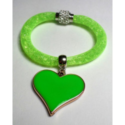 Bracciale Brillantini Verde Simil Stardust Cristalli con pendente a forma di Cuore Idea Regalo per San Valentino