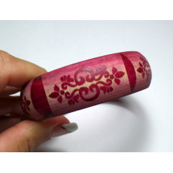 Bracciale rigido in legno Rosa decorato Modello bombato 