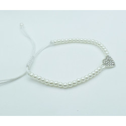 Bracciale di perline con charm centrale a forma di Cuore ricoperto di strass Idea Regalo per San Valentino