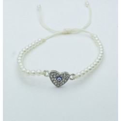 Bracciale di perline con charm centrale a forma di Cuore con pietra Occhio di Fatima Idea Regalo per San Valentino