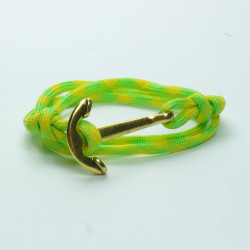 Bracciale in corda verde e giallo con chiusura Ancora 