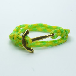Bracciale in corda verde e giallo con chiusura Ancora 