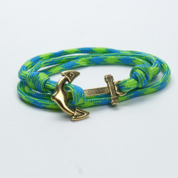 Bracciale in corda verde e azzurro con chiusura Ancora 