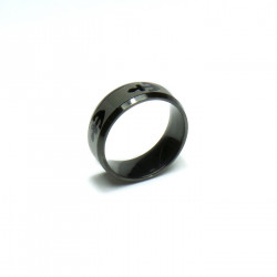 Anello in acciaio Stainless Steel color nero e argento satinato con Ancora misura 18