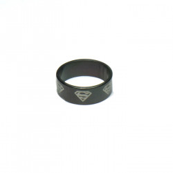 Anello in acciaio Stainless Steel color nero con Simbolo di Superman misura 17