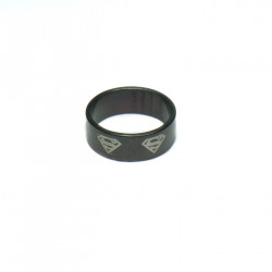 Anello in acciaio Stainless Steel color nero con Simbolo di Superman misura 18