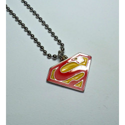 Collana modello pallinato argento con ciondolo a forma del Logo di Superman