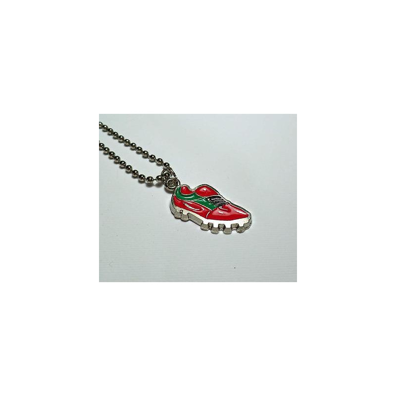 Collana modello pallinato argento con ciondolo a forma di Scarpa da Calcio Rosa