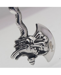 Collana in acciaio stainless steel con ciondolo a forma di Ascia con Dragone
