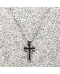 Collana da Uomo in Acciaio con Croce Stilizzata Silver e Nera