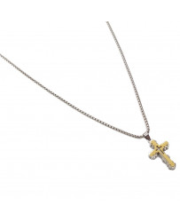 Collana da Uomo in Acciaio con Croce Stilizzata Silver e Gold