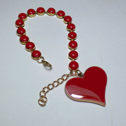 Bracciale glamour rosso con ciondolo a forma di cuore double face Idea Regalo per San Valentino