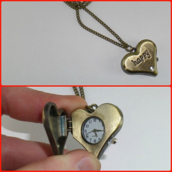 Collana con pendente orologio a forma di cuore Idea Regalo per San Valentino