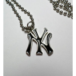 Collana modello pallinato argento con ciondolo a forma del logo dei New York Yankees Nero