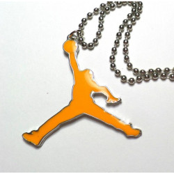 Collana modello pallinato argento con ciondolo a forma Michael Jordan Arancione